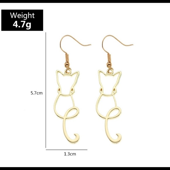 NEW Cat Earrings Gold Kitty - Picture 5 of 5